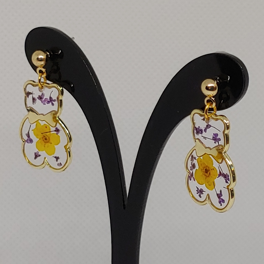 Floral teddy earrings - Picture 4 of 6